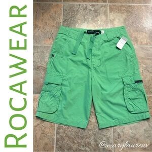 NEW Y2K Rocawear Green Cargo Shorts Relaxed Fit -Sz 34-